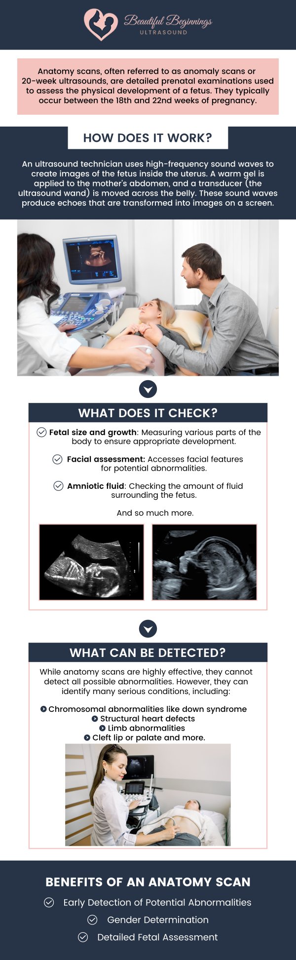 An anatomy scan, also known as a detailed ultrasound, provides crucial insights into your baby’s development. The cost of this scan without insurance can vary significantly depending on the clinic, location, and specific services provided. On average, an anatomy scan can range from $200 to $1,200. At Beautiful Beginnings Ultrasound Clinic, our professional team strives to offer competitive pricing while ensuring high-quality imaging and care. For more information, contact us today or book an appointment online. We are conveniently located at 180 Ave at the Cmns Suite 9, Shrewsbury, NJ 07702. An anatomy scan, also known as a detailed ultrasound, provides crucial insights into your baby’s development. The cost of this scan without insurance can vary significantly depending on the clinic, location, and specific services provided. On average, an anatomy scan can range from $200 to $1,200. At Beautiful Beginnings Ultrasound Clinic, our professional team strives to offer competitive pricing while ensuring high-quality imaging and care. For more information, contact us today or book an appointment online. We are conveniently located at 180 Ave at the Cmns Suite 9, Shrewsbury, NJ 07702.