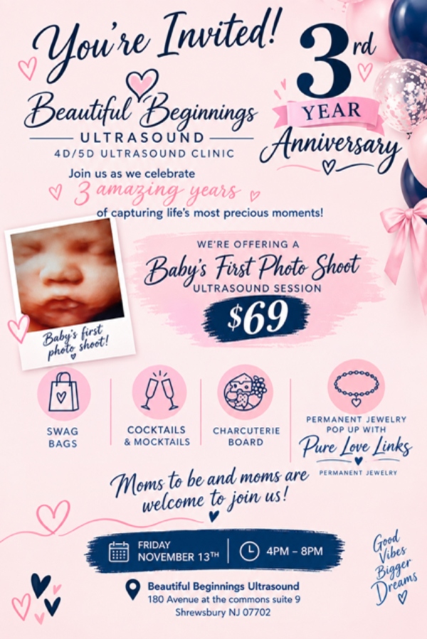 3 Year Anniversary at Beautiful Beginnings Ultrasound Clinic Located in Shrewsbury, NJ